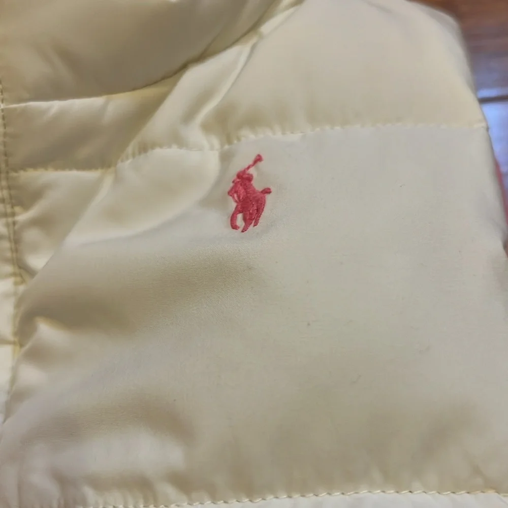 Ralph Lauren girls size 4-5 reversible puffer vest pink/cream NWOT - Picture 8 of 12